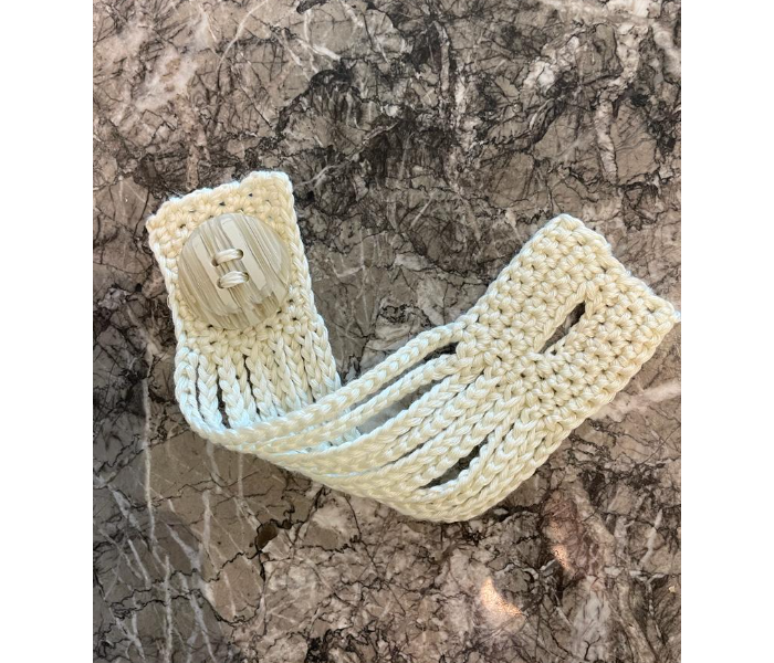 Crochet Handmade Chunky Stringy Bracelet - Cream - Zoom Image 3