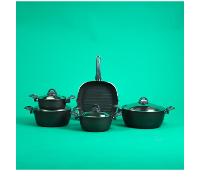 Delcasa DC2623 9 Piece Non Stick Granite Coated Cookware Set - Black - Zoom Image 2