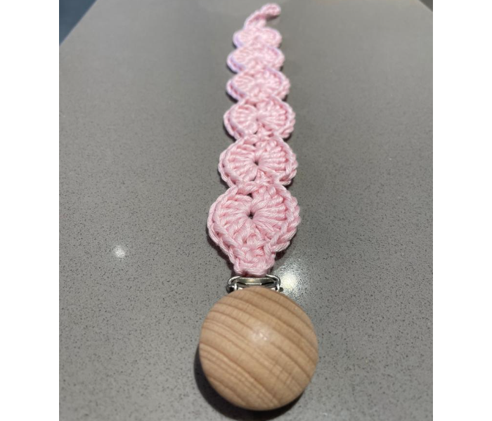 Crochet Handmade Pacifier Strap And Clip - Pink - Zoom Image 1