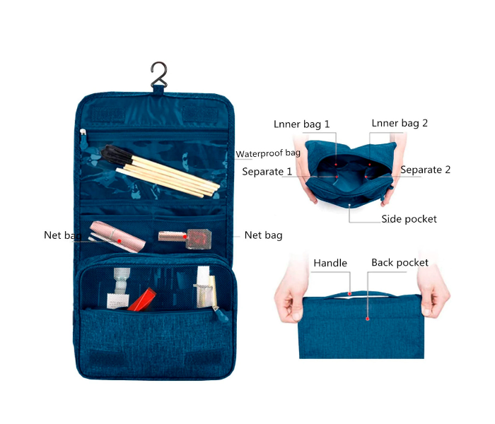 Korea Portable Travel Friendly Cosmetic Bag - Navy Blue - Zoom Image 3