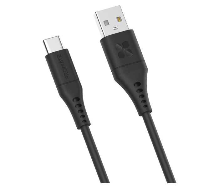 Promate 1.2 Meter Fast Charging USB to USB-C Charging Cable - Black - Zoom Image 1