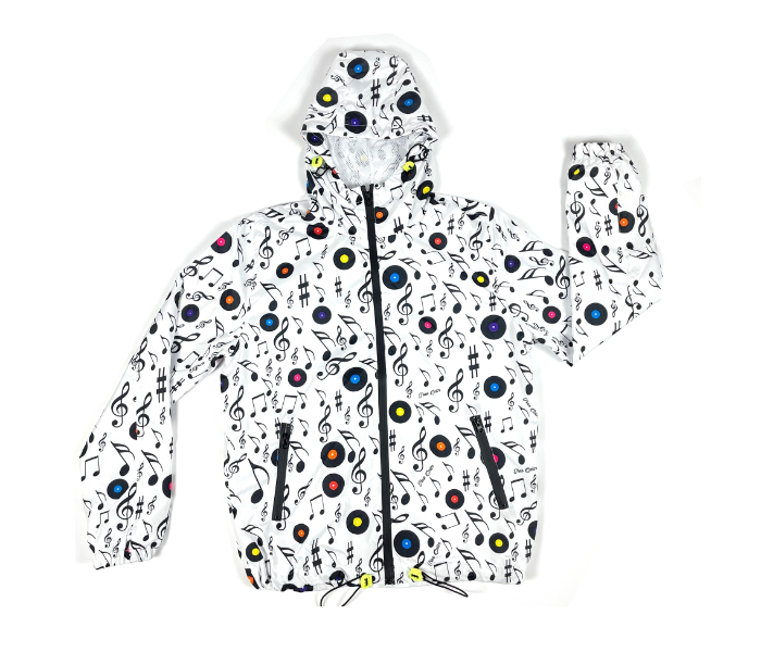 Raincoat Large Hoodie With Musical Design For Men - White - Zoom Image 3