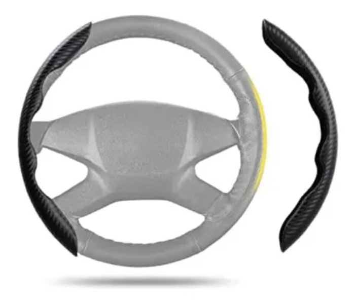 Generic Non Slip New Carbon Fiber Steering Pattern Wheel Cover - Black - Zoom Image 3