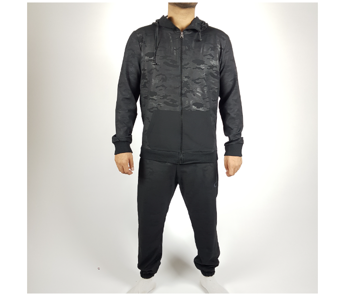 Long Sleeves Small Hoodie Tracksuit Military Design For Men - Black - Zoom Image 1