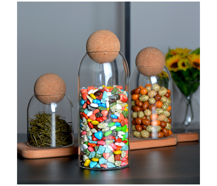 Spherical 20cm Cork Glass Storage Sealed Jar - Zoom Image 2