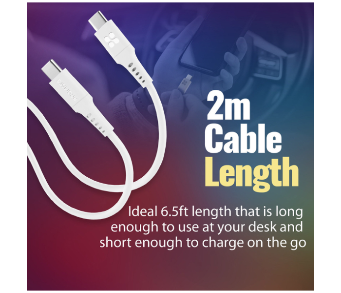 Promate 60Watts 2Meter USB-C Cable - White - Zoom Image 6