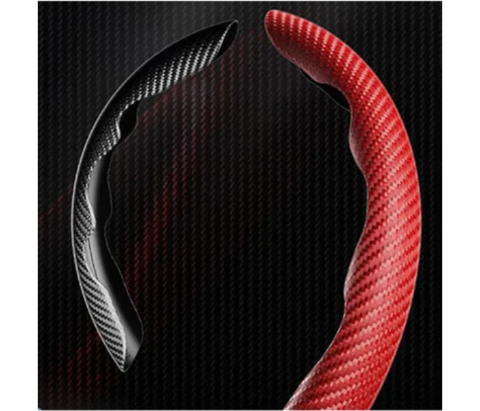 Generic Non Slip New Carbon Fiber Steering Pattern Wheel Cover - Red - Zoom Image 3