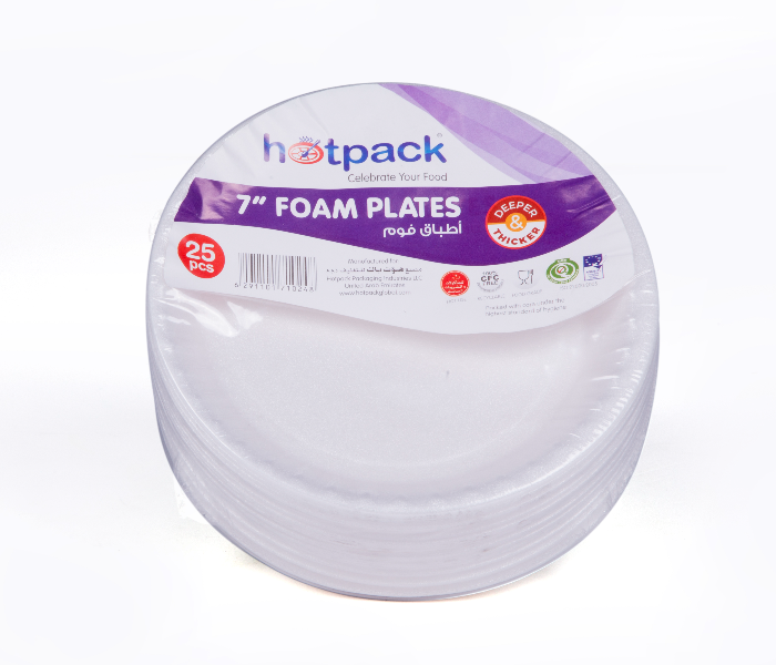 Hotpack RFP7PKT Pack of 25 Pieces 7 Inch Round Foam Plate - White - Zoom Image 3