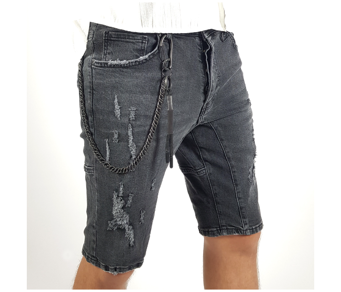 Ripped 31 Sized Shorts Jeans With Chain For Men - Grey - Zoom Image 1