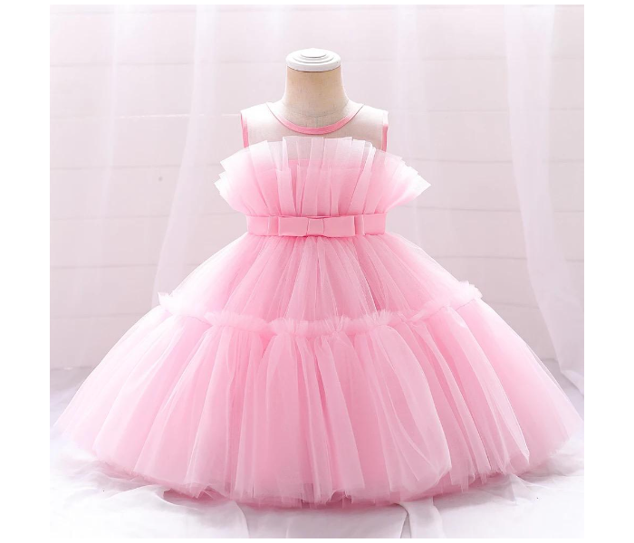 High Quality Multilayered Tulle Dress for 5-6 Aged Girls - Light Pink - Zoom Image