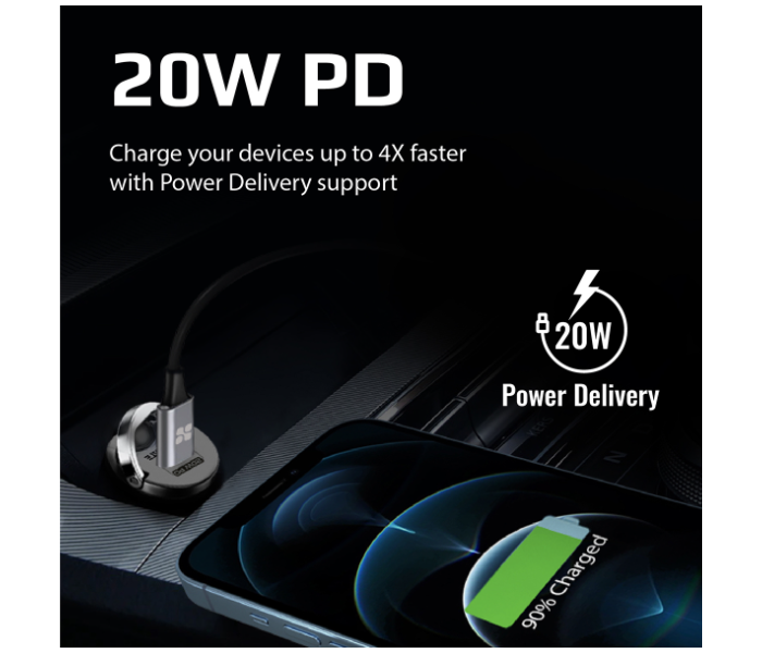 Promate 20Watts Fast Car Charger - Black - Zoom Image 2