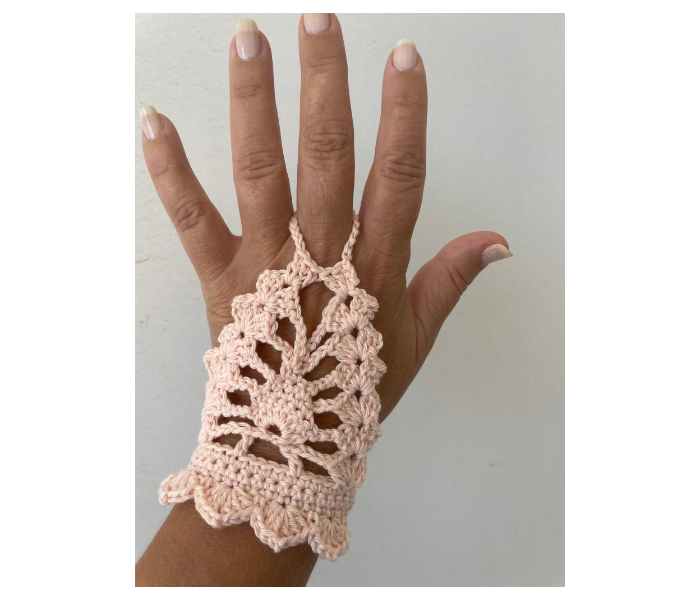 Crochet Handmade Set of 2 Piece Fingerless Gloves - Light Pink - Zoom Image 4