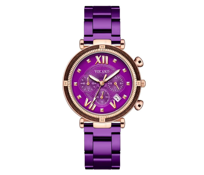 Starry Sky Analog Watch with Stainless Steel Strap for Women - Purple - Zoom Image 1