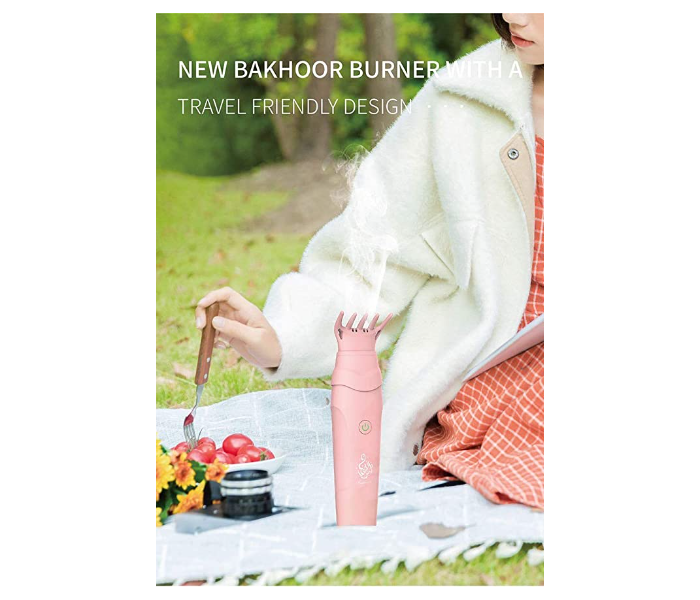 MT Poartable Arabic Bukhoor Holder Mini Electric Aromatherapy Diffuser Muslim Bukhoor Aroma Incense Burner - Pink - Zoom Image 3