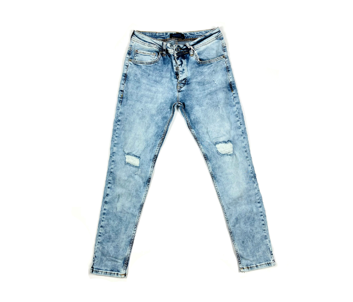 Faded 32 Sized Ripped Skinny Jeans For Men - Blue - Zoom Image 3