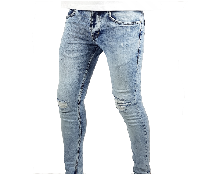 Faded 32 Sized Ripped Skinny Jeans For Men - Blue - Zoom Image 1