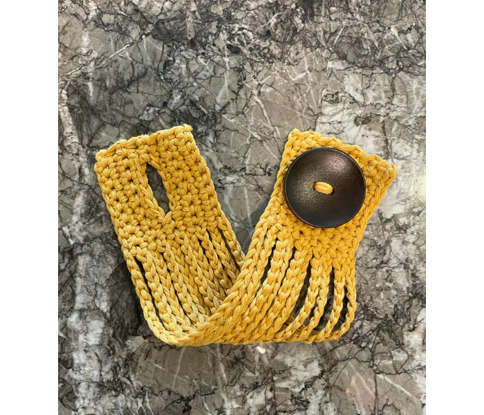 Crochet Handmade Chunky Stringy Bracelet - Mustard - Zoom Image 9