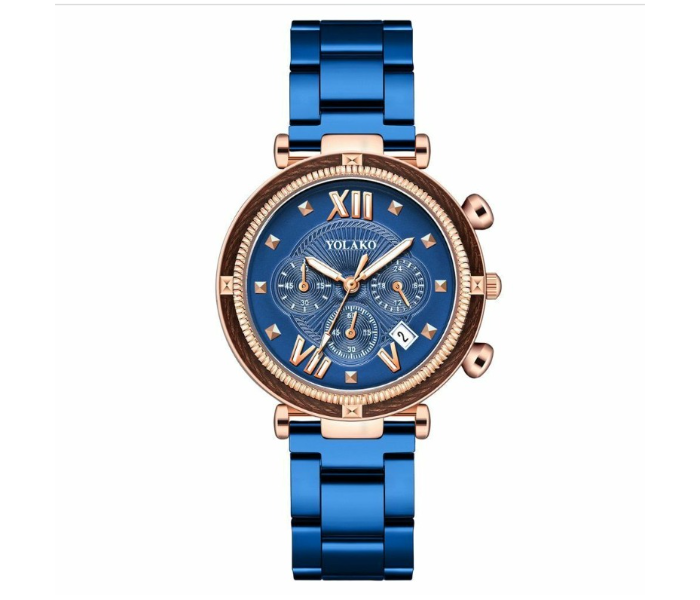 Starry Sky Analog Watch with Stainless Steel Strap for Women - Blue - Zoom Image