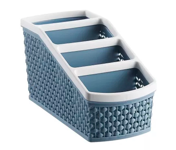 Imitated Rattan Separate Rectangle Storage Box - Blue - Zoom Image 1