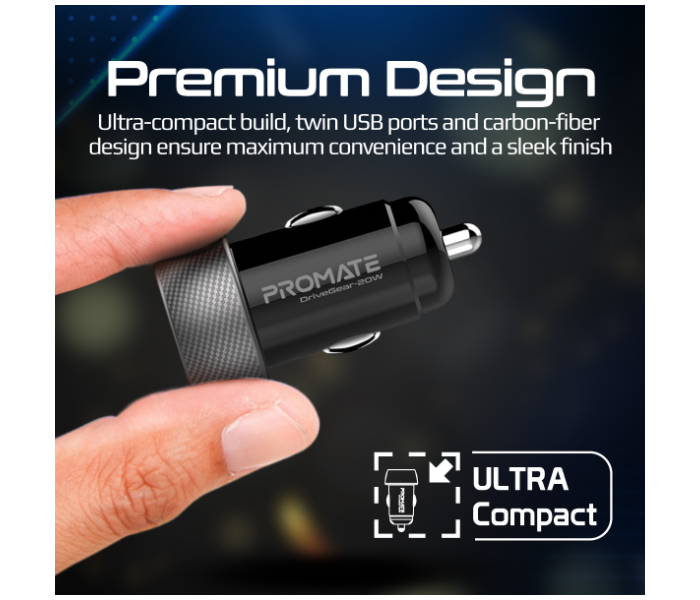 Promate 20Watts USB-C Car Charger - Black - Zoom Image 5