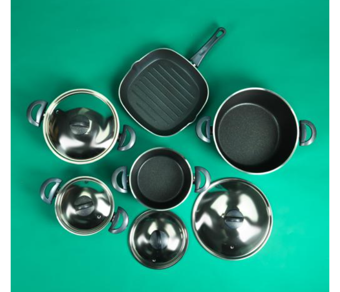 Delcasa DC2623 9 Piece Non Stick Granite Coated Cookware Set - Black - Zoom Image 3