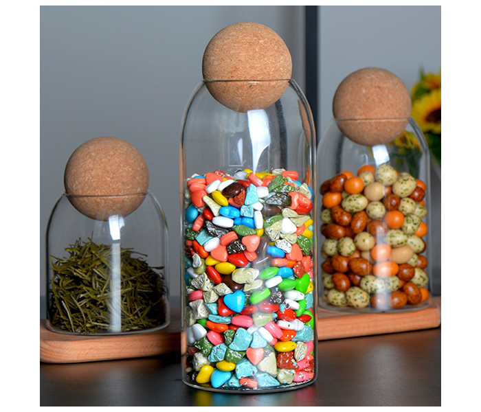 Spherical 25cm Cork Glass Storage Sealed Jar - Zoom Image 2