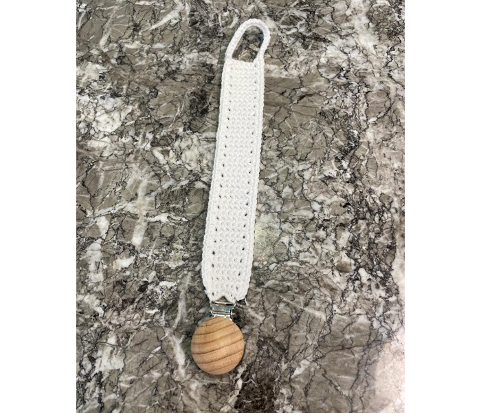 Crochet Handmade Pacifier Strap And Clip - White - Zoom Image 2