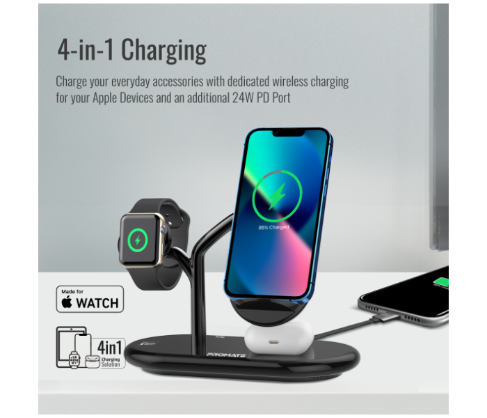 Promate 4-in-1 Wireless Charging Station - Black - Zoom Image 2