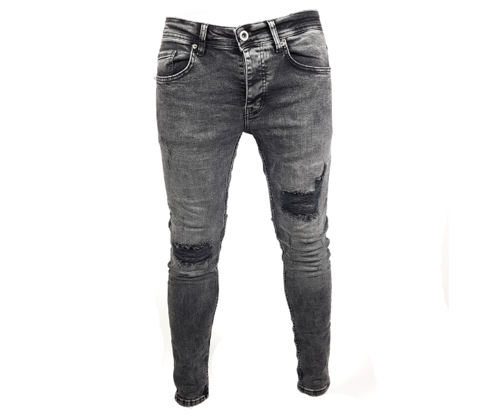 Faded 29 Sized Ripped Skinny Jeans For Men - Grey - Zoom Image 2