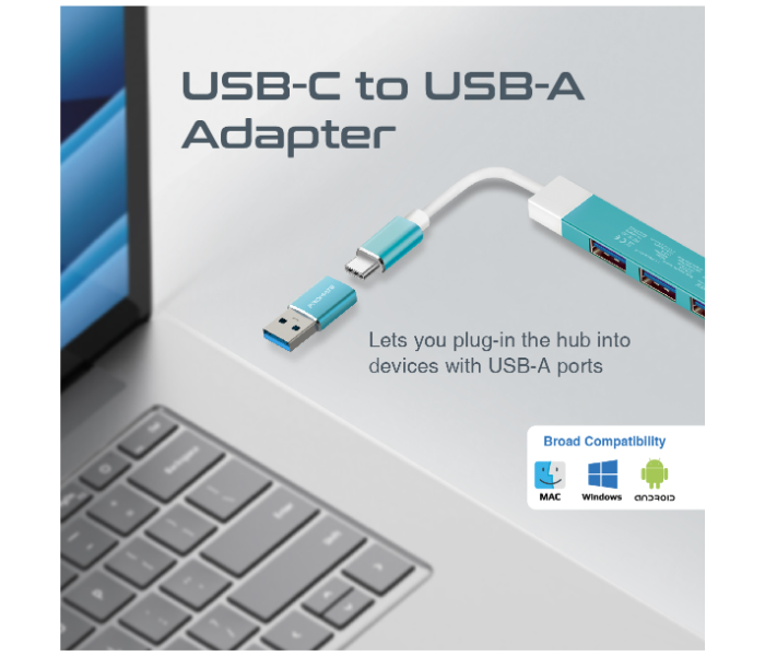 Promate 4-in-1 Type-C USB-C Hub Charge Adapter - Blue - Zoom Image 6