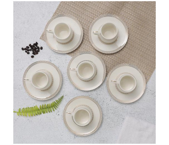 Delcasa DC2251 12 Piece Bone China Cup and Saucer - White - Zoom Image 2