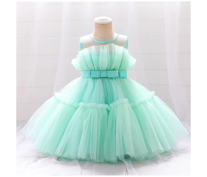 High Quality Multilayered Tulle Dress for 4-5 Aged Girls - Green - Zoom Image