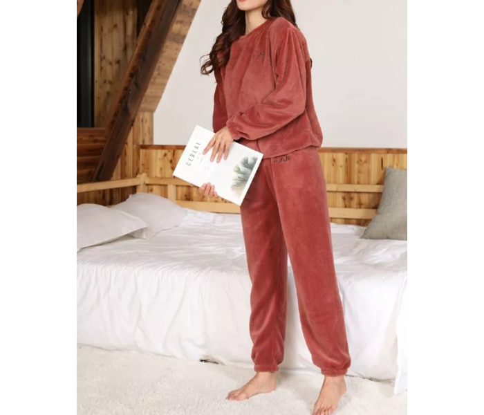 Winter Flannel Velvet Pajamas Sets Sleepwear for Women - Red - Zoom Image 2