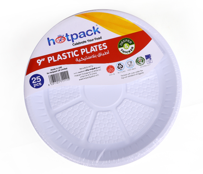 Hotpack PARPP9D Pack of 25 Pieces 9 Inch Plastic Round Plate - White - Zoom Image 1