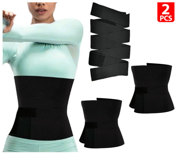 Set of 2 Piece Waist Support Tape Shapewear for Women - Black - Zoom Image 1