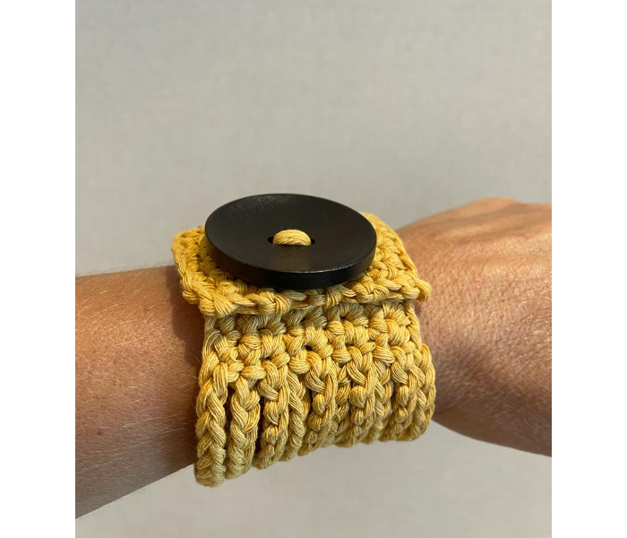 Crochet Handmade Chunky Stringy Bracelet - Mustard - Zoom Image 3