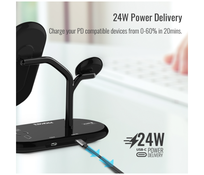 Promate 4-in-1 Wireless Charging Station - Black - Zoom Image 3