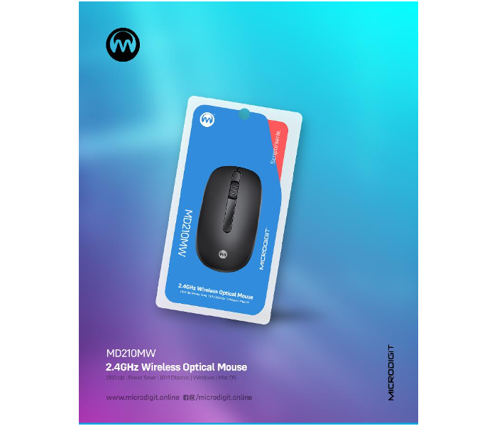 Microdigit MD210WM Wireless Optical Mouse - Black - Zoom Image 2