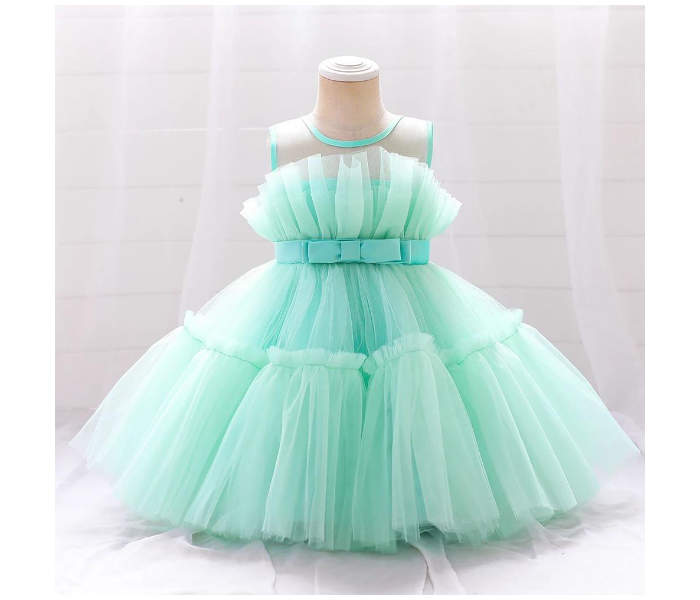 High Quality Multilayered Tulle Dress for 5-6 Aged Girls - Green - Zoom Image