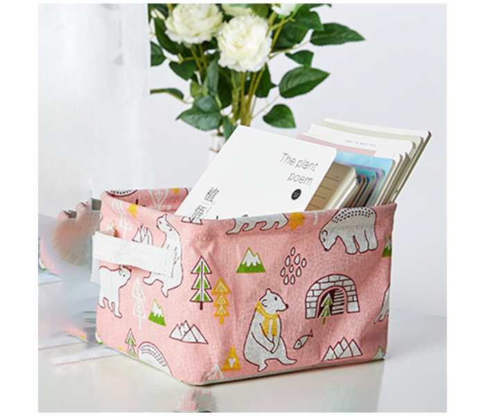 Independent Design Cloth Art Cotton And Linen Waterproof Storage Box - Pink - Zoom Image 1