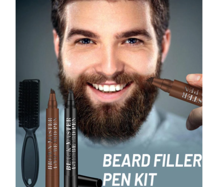 Unisex Waterproof Filler Pen for Beard and Eye Brows - Black B - Zoom Image 2