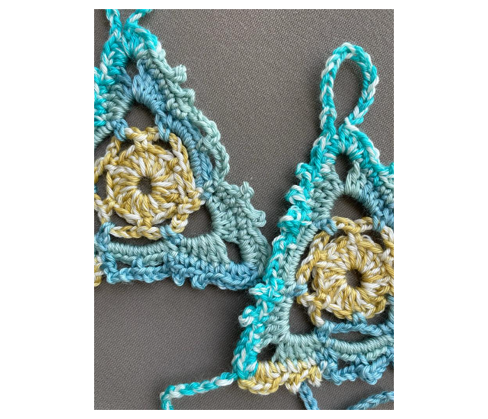 Crochet Handmade Set of 2 Piece Barefoot Sandals - Green And Yellow - Zoom Image 4