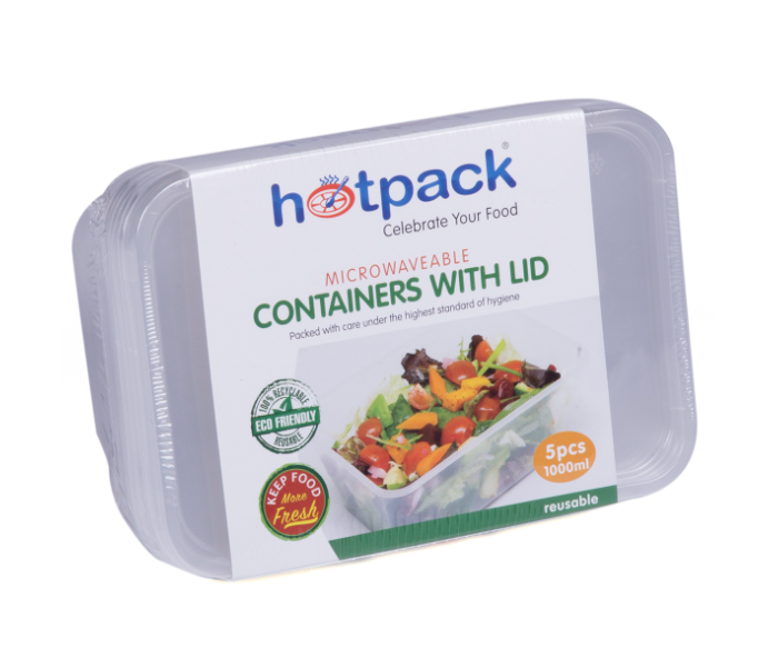 Hotpack HSMMP1000 Pack of 5 Pieces 1000ml Micro Wave Container Rectangular - Zoom Image 1