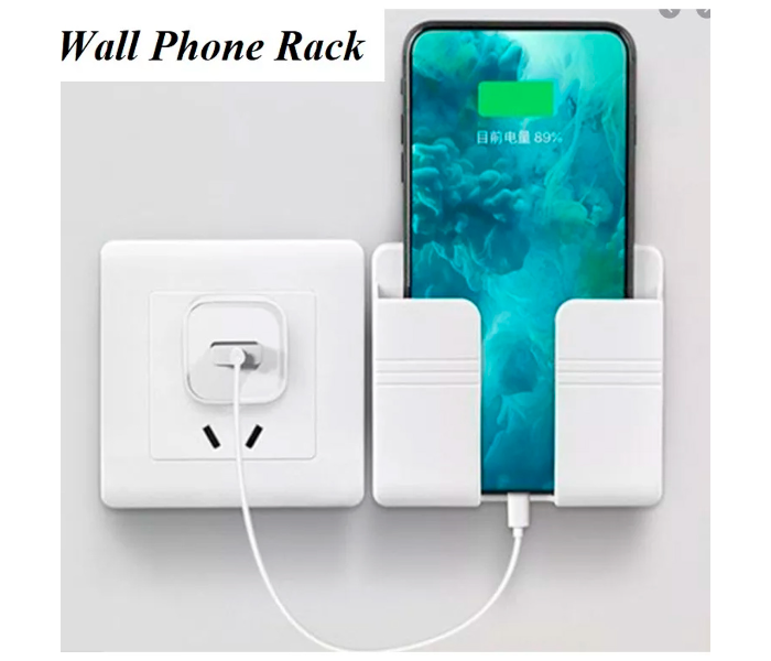 Wall Free Punching And Sticky Mobile Phone Charging Storage Rack - White - Zoom Image 1