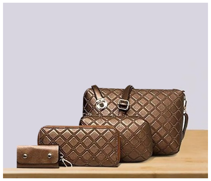 Ladies Luxury Bag Set Of 4 Pieces DDSK JA066 - Brown - Zoom Image