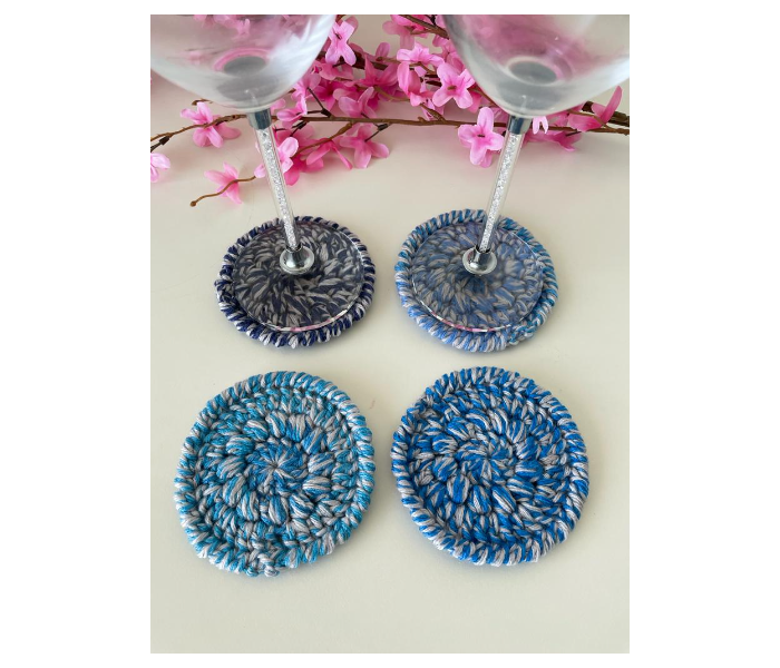 Crochet Handmade Coasters - Veringated Blue - Zoom Image 12