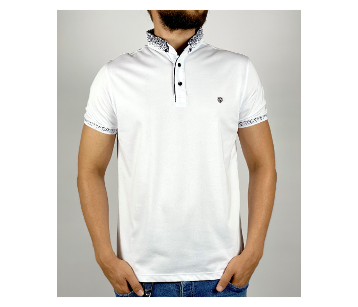 Slim Polo Neck Summer Thin Cloth XXL Shirt For Men - White - Zoom Image 1