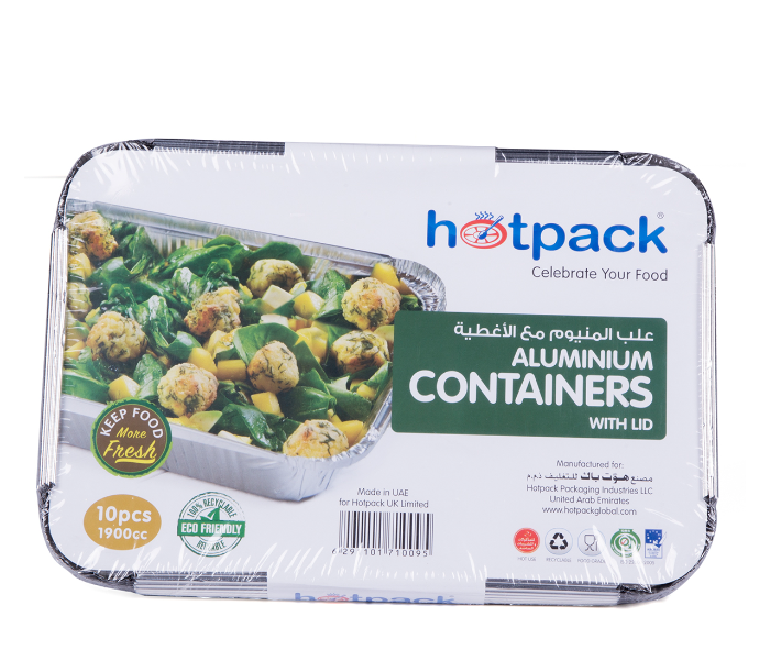 Hotpack HSM83190 Pack of 10 Pieces 1900ml Aluminium Container - Silver - Zoom Image 1