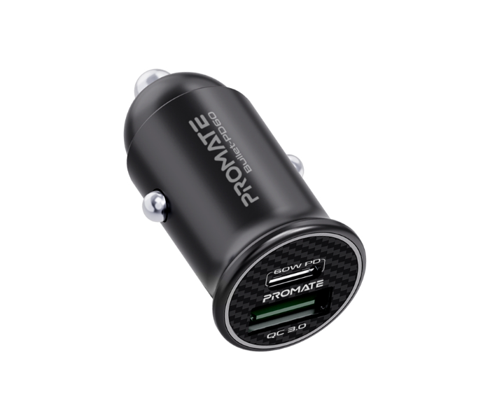 Promate 60Watts USB-C Fast Car Charger - Black - Zoom Image 1