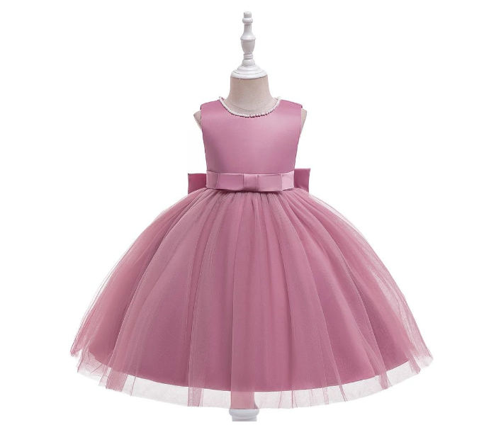 Elegant Sleeveless Back Bow Knot Lace Dresses for 5-6 Aged Girls - Dark Pink - Zoom Image 2